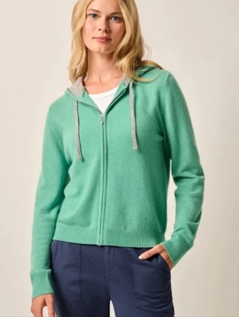 Johnnie-O Cashmere Amanda Cashmere Zip-Up Hoodie Mint